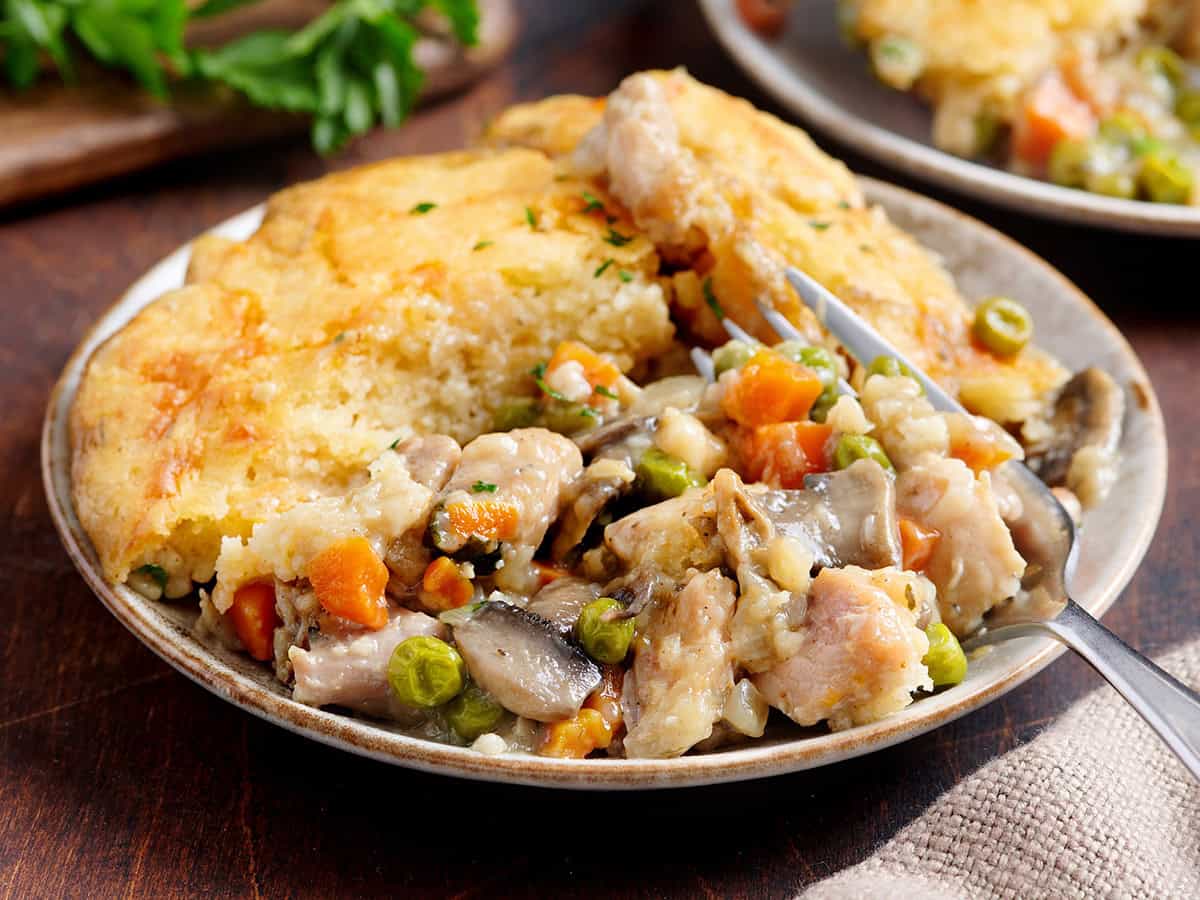 GAINS: Cheesy Chicken Cobbler for Muscle Growth